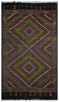 Striped Over Dyed Kilim Rug 6'6'' x 10'12'' ft 198 x 335 cm