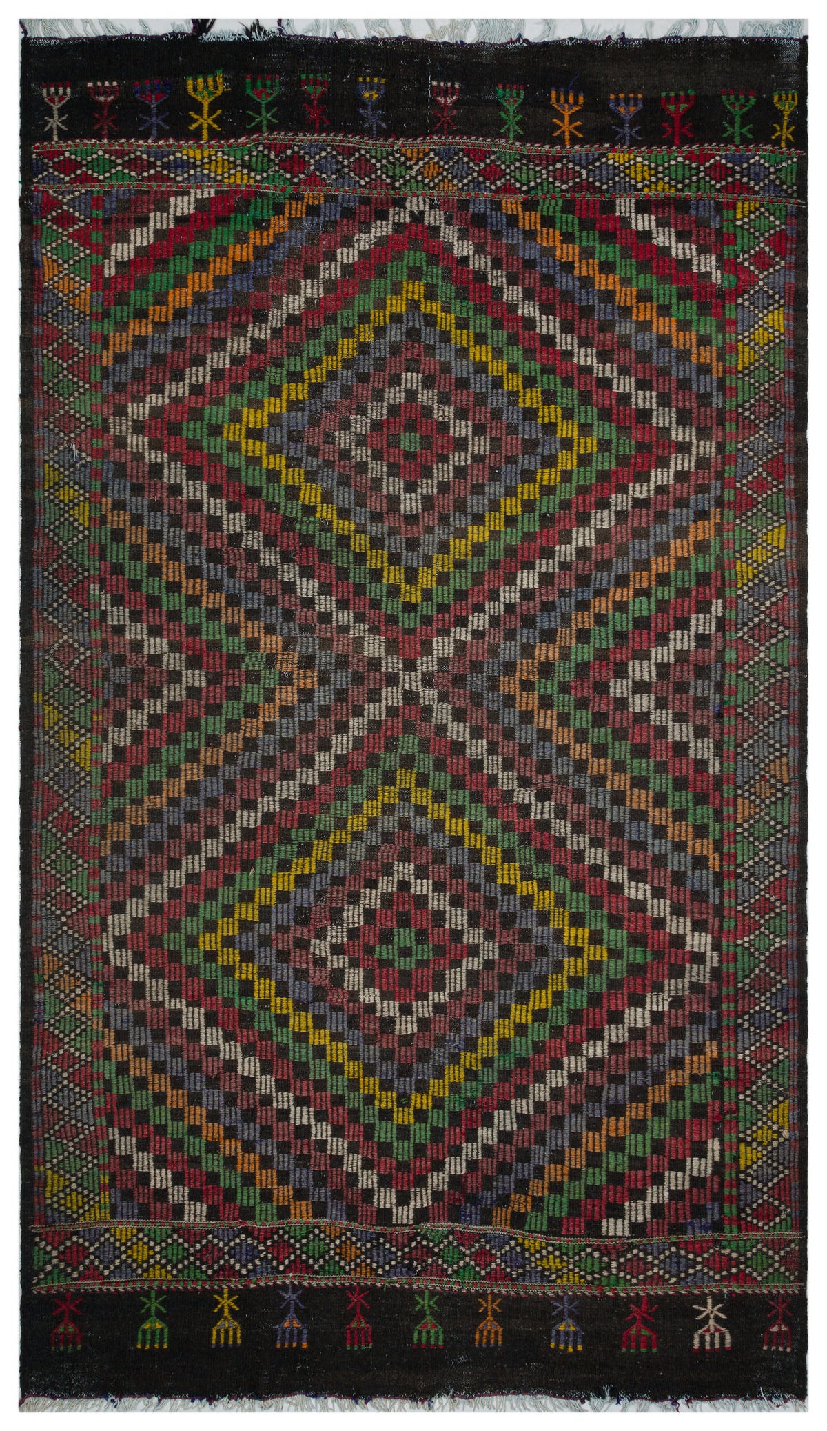 Striped Over Dyed Kilim Rug 6&#39;6&#39;&#39; x 10&#39;12&#39;&#39; ft 198 x 335 cm