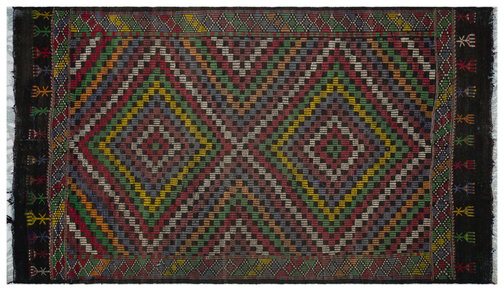 Striped Over Dyed Kilim Rug 6'6'' x 10'12'' ft 198 x 335 cm