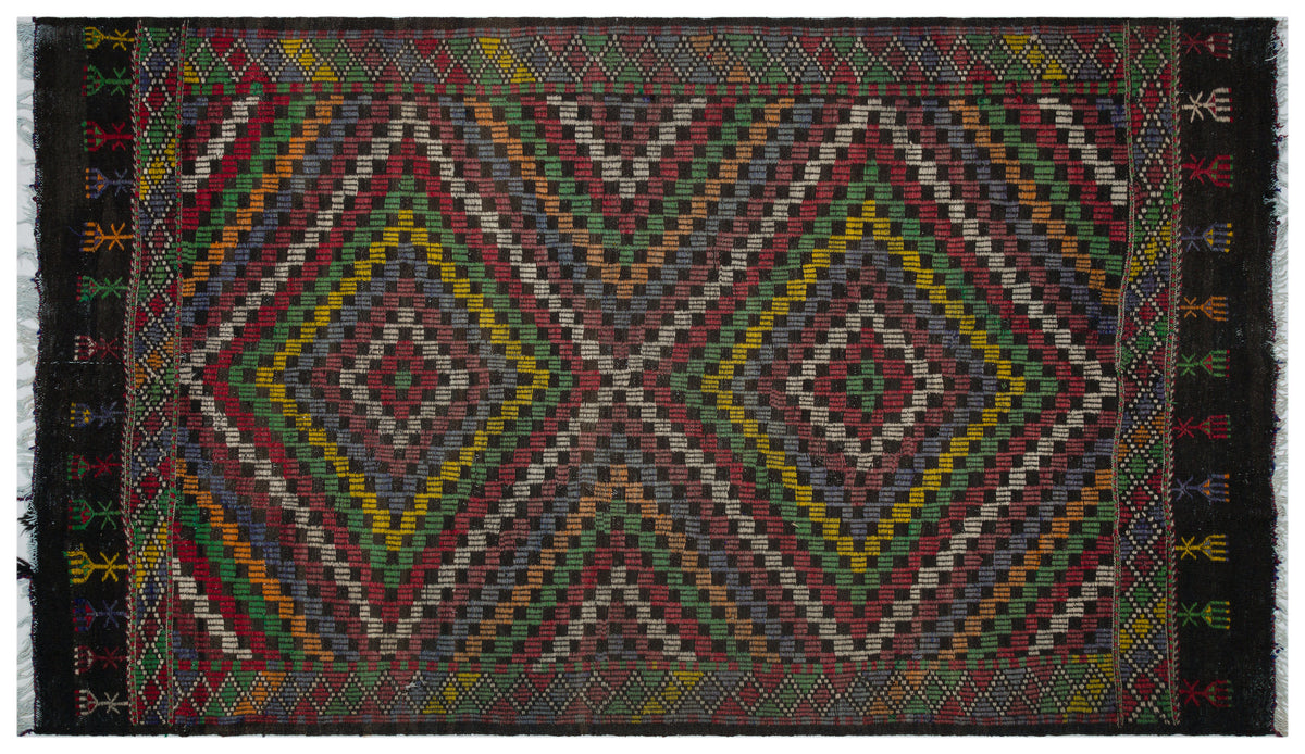 Striped Over Dyed Kilim Rug 6&#39;6&#39;&#39; x 10&#39;12&#39;&#39; ft 198 x 335 cm