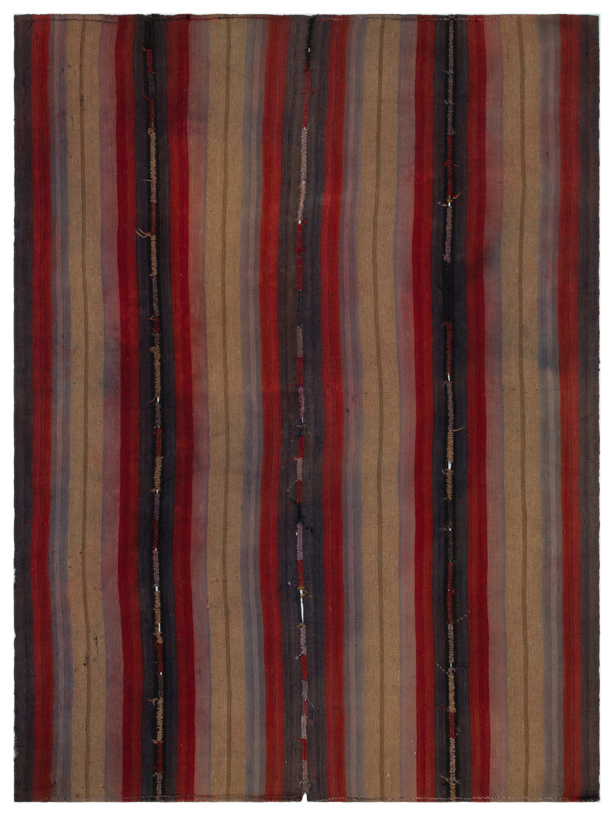 Striped Over Dyed Kilim Rug 6&#39;8&#39;&#39; x 8&#39;8&#39;&#39; ft 202 x 263 cm