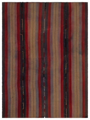 Striped Over Dyed Kilim Rug 6'8'' x 8'8'' ft 202 x 263 cm