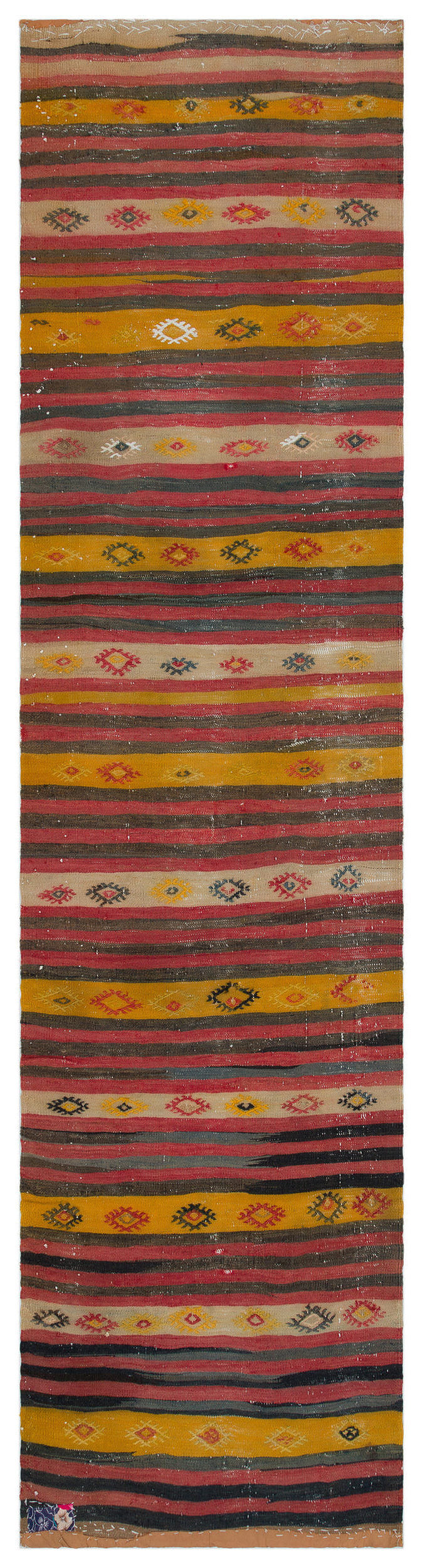 Striped Over Dyed Kilim Rug 3&#39;1&#39;&#39; x 11&#39;8&#39;&#39; ft 95 x 355 cm