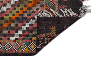 Striped Over Dyed Kilim Rug 4'11'' x 9'3'' ft 150 x 283 cm
