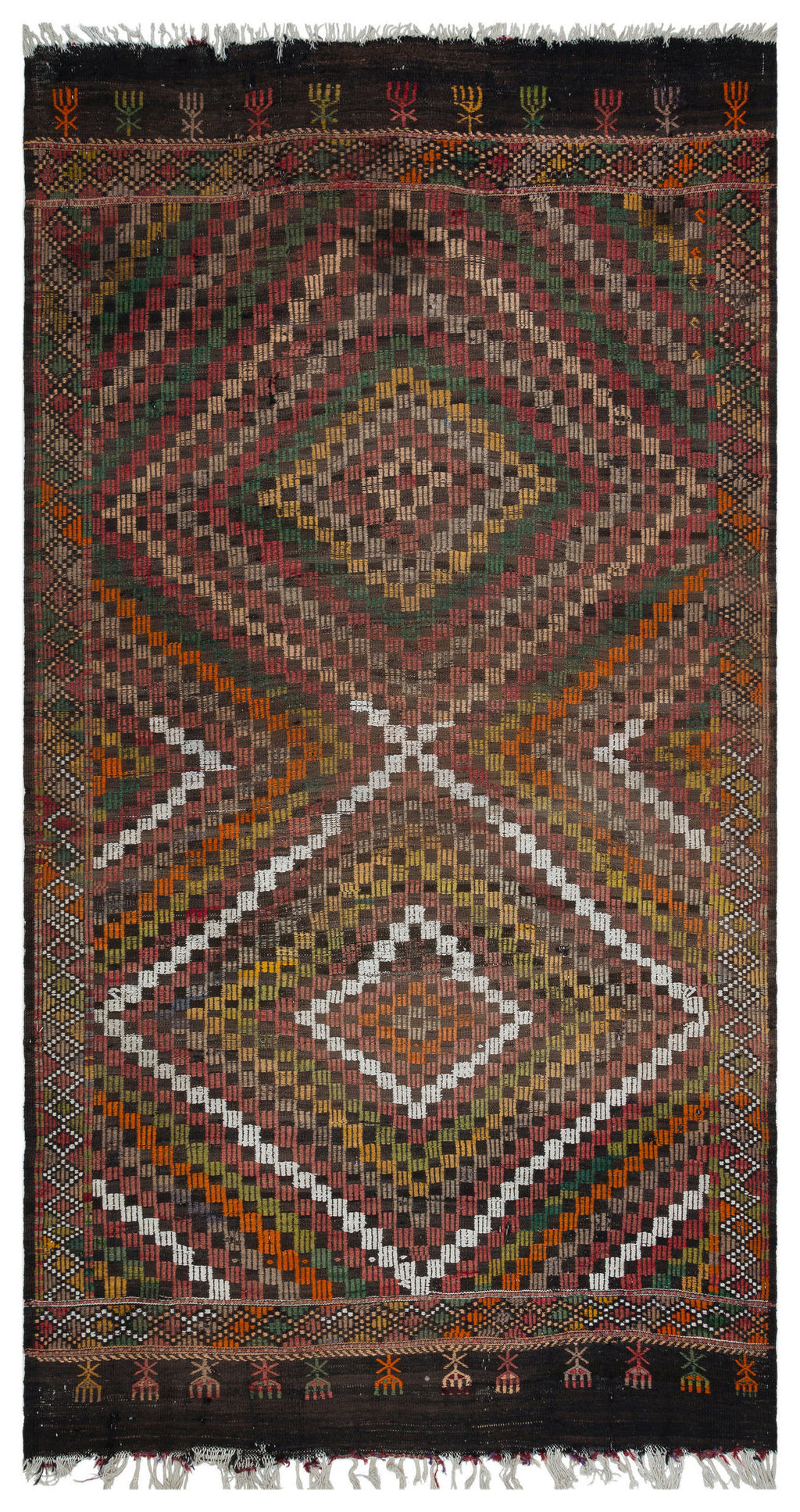 Striped Over Dyed Kilim Rug 4'11'' x 9'3'' ft 150 x 283 cm
