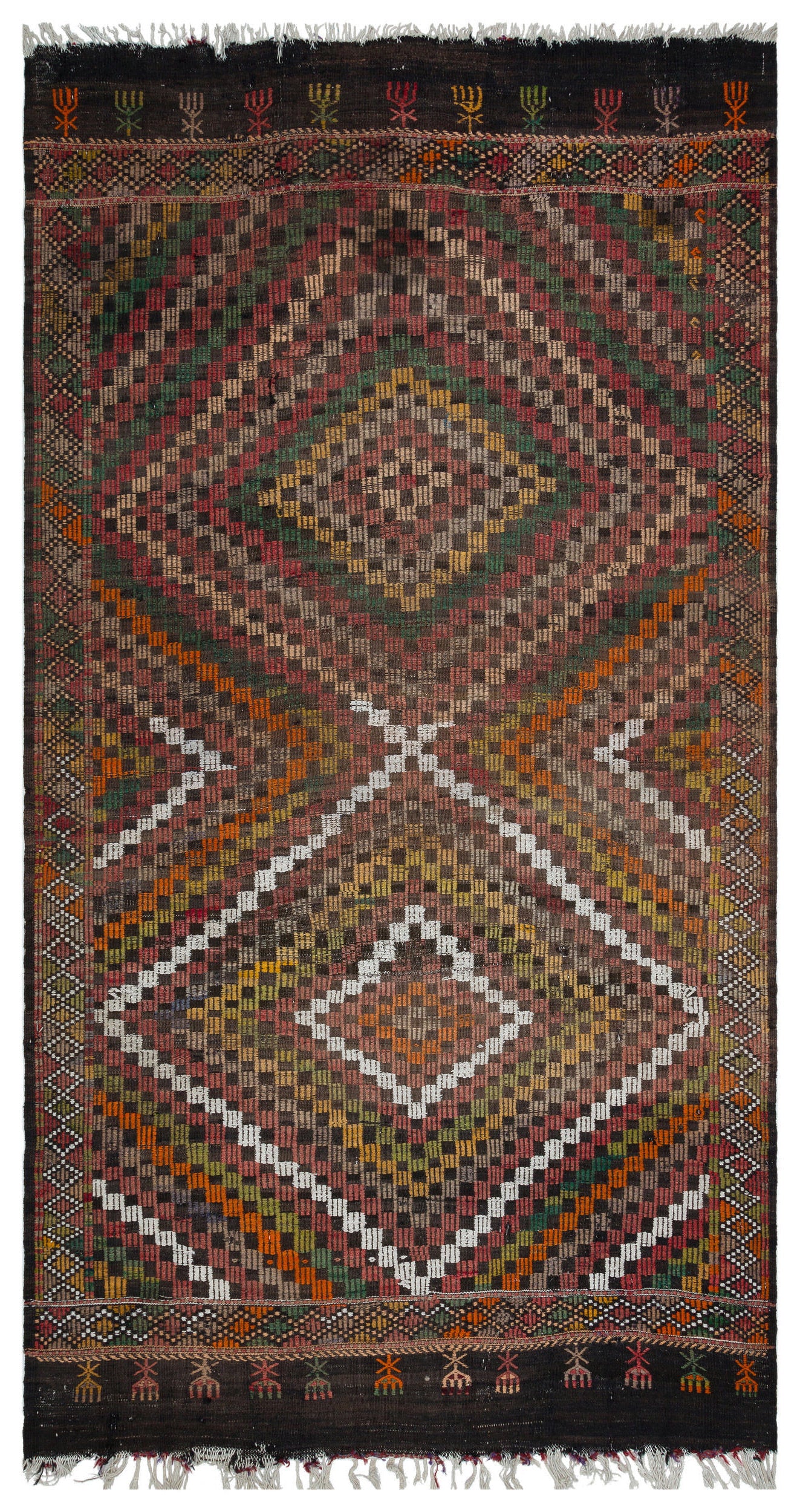 Striped Over Dyed Kilim Rug 4'11'' x 9'3'' ft 150 x 283 cm
