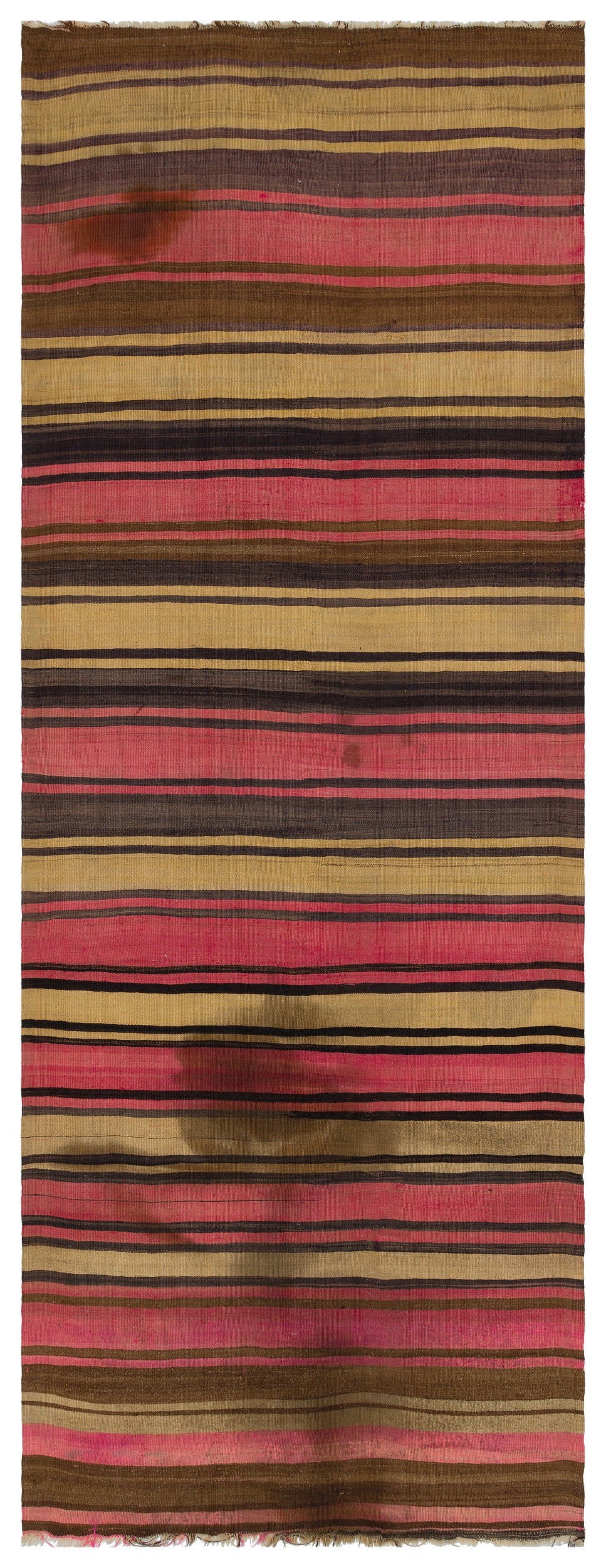 Striped Over Dyed Kilim Rug 4&#39;1&#39;&#39; x 10&#39;10&#39;&#39; ft 124 x 330 cm
