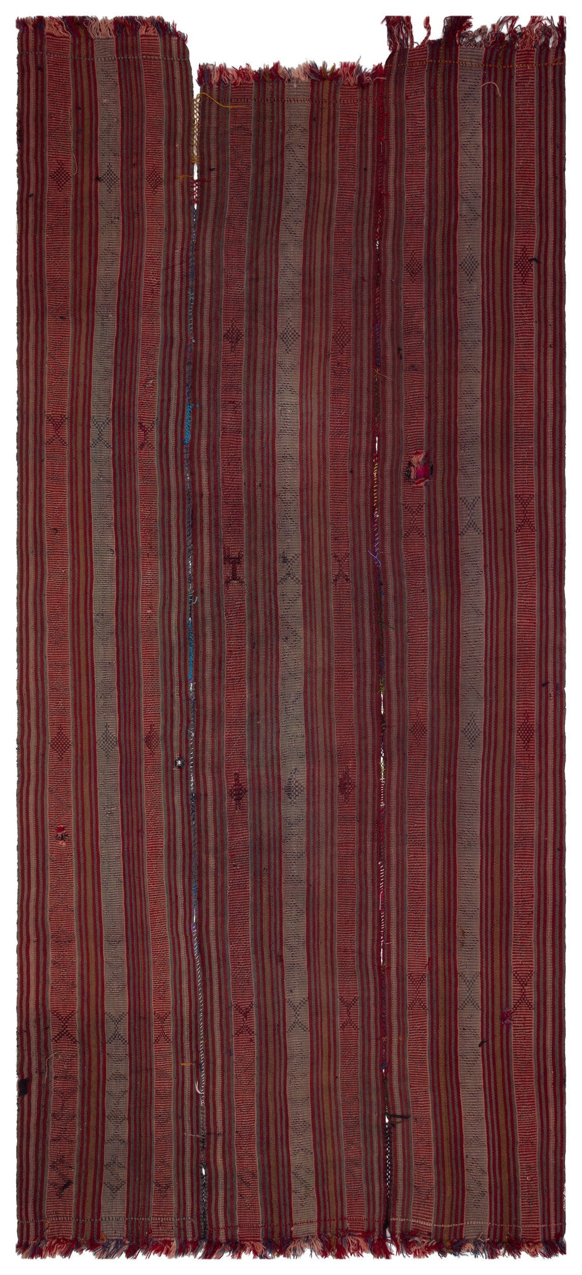 Striped Over Dyed Kilim Rug 5&#39;5&#39;&#39; x 11&#39;3&#39;&#39; ft 166 x 344 cm