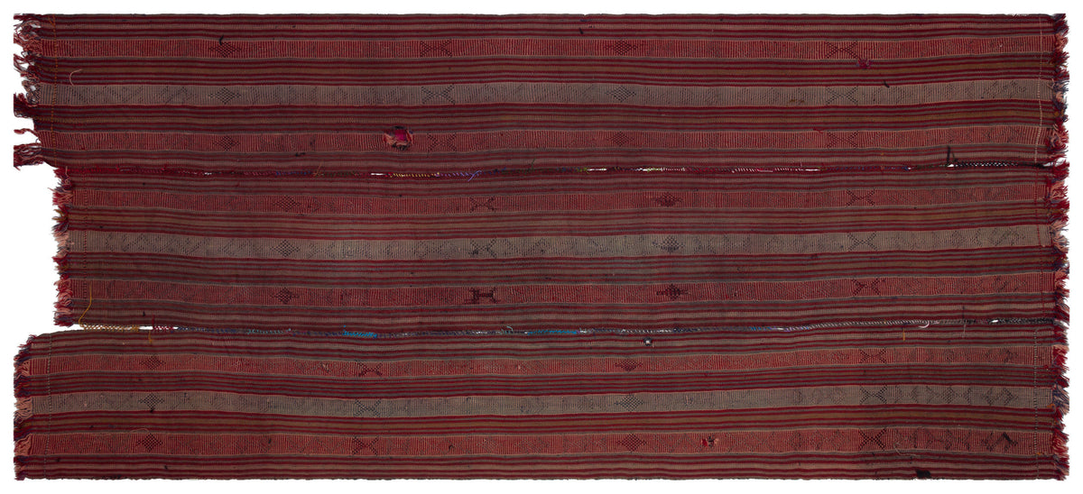 Striped Over Dyed Kilim Rug 5&#39;5&#39;&#39; x 11&#39;3&#39;&#39; ft 166 x 344 cm