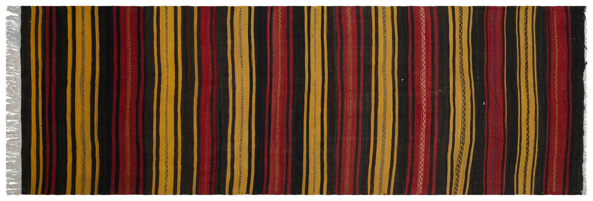 Striped Over Dyed Kilim Rug 4&#39;9&#39;&#39; x 14&#39;2&#39;&#39; ft 145 x 432 cm