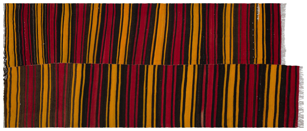 Striped Over Dyed Kilim Rug 5&#39;8&#39;&#39; x 13&#39;1&#39;&#39; ft 172 x 400 cm