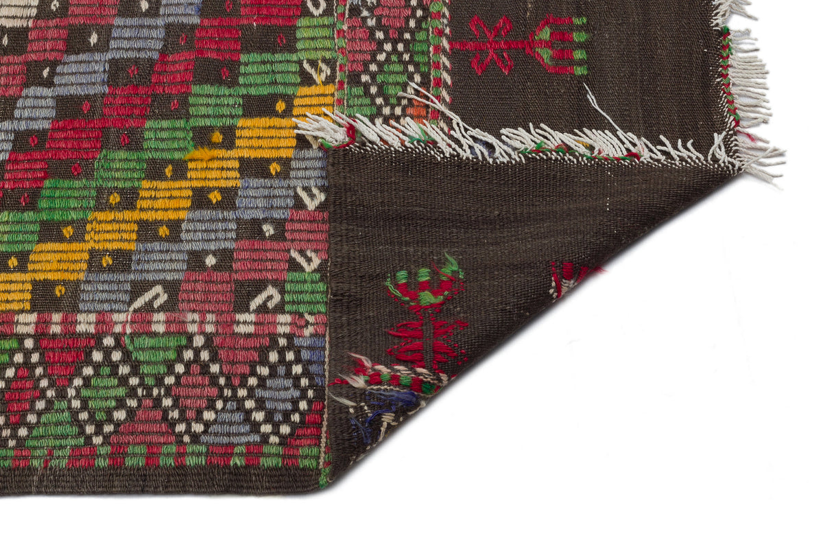 Geometric Over Dyed Kilim Rug 5&#39;7&#39;&#39; x 10&#39;10&#39;&#39; ft 170 x 330 cm