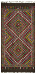 Geometric Over Dyed Kilim Rug 5'7'' x 10'10'' ft 170 x 330 cm