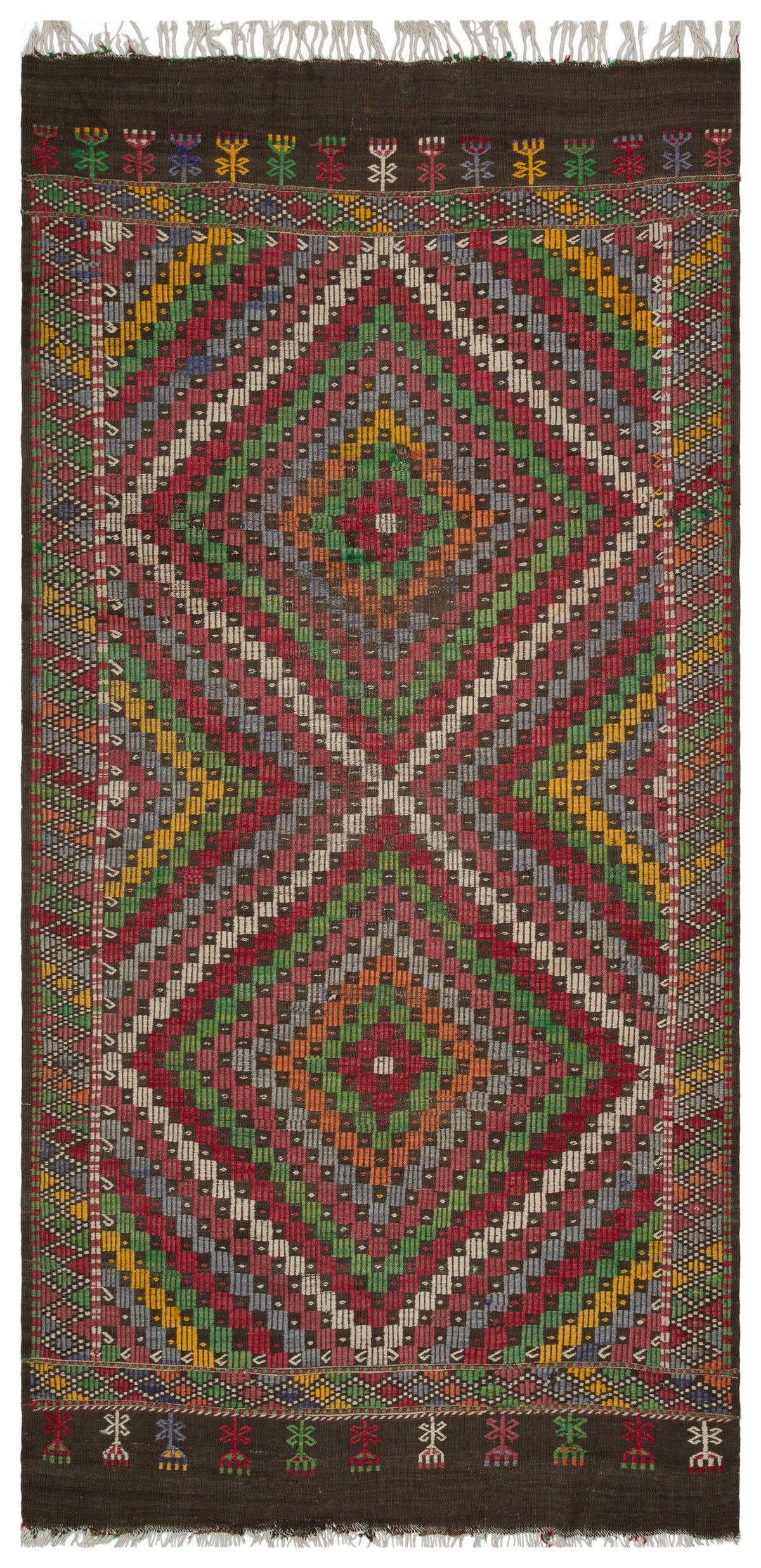 Geometric Over Dyed Kilim Rug 5&#39;7&#39;&#39; x 10&#39;10&#39;&#39; ft 170 x 330 cm