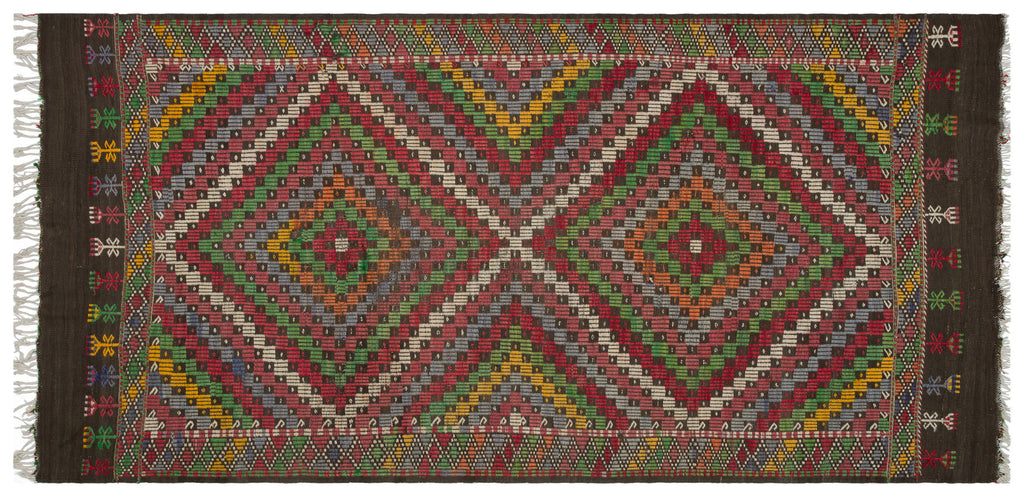 Geometric Over Dyed Kilim Rug 5'7'' x 10'10'' ft 170 x 330 cm