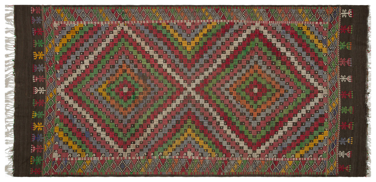 Geometric Over Dyed Kilim Rug 5&#39;7&#39;&#39; x 10&#39;10&#39;&#39; ft 170 x 330 cm