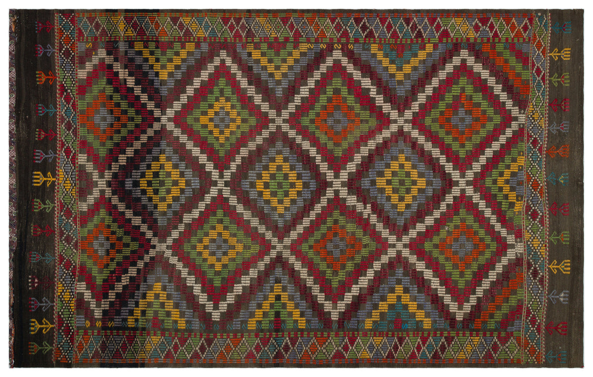 Geometric Over Dyed Kilim Rug 6&#39;1&#39;&#39; x 9&#39;10&#39;&#39; ft 186 x 300 cm