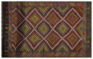 Geometric Over Dyed Kilim Rug 6'1'' x 9'10'' ft 186 x 300 cm