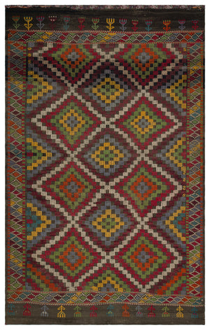 Geometric Over Dyed Kilim Rug 6'1'' x 9'10'' ft 186 x 300 cm