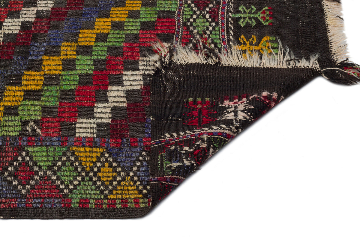 Geometric Over Dyed Kilim Rug 5&#39;5&#39;&#39; x 9&#39;2&#39;&#39; ft 164 x 280 cm