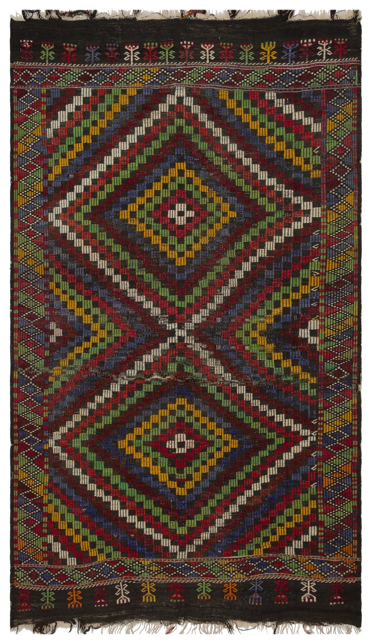 Geometric Over Dyed Kilim Rug 5&#39;5&#39;&#39; x 9&#39;2&#39;&#39; ft 164 x 280 cm