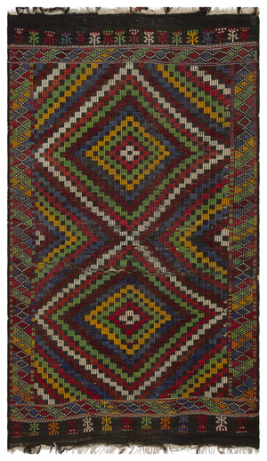 Geometric Over Dyed Kilim Rug 5'5'' x 9'2'' ft 164 x 280 cm