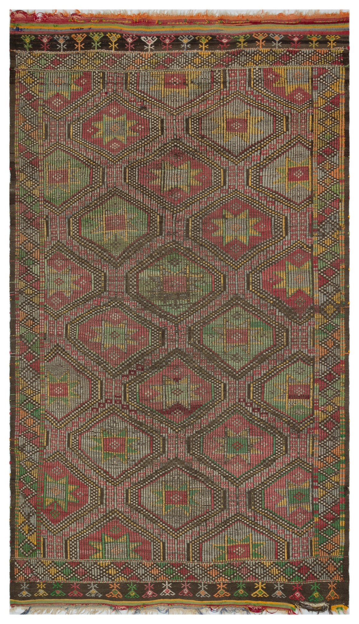 Geometric Over Dyed Kilim Rug 5&#39;5&#39;&#39; x 9&#39;2&#39;&#39; ft 166 x 280 cm