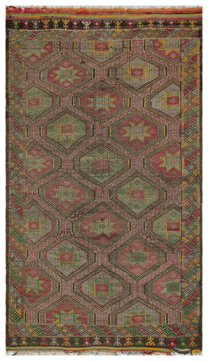 Geometric Over Dyed Kilim Rug 5'5'' x 9'2'' ft 166 x 280 cm