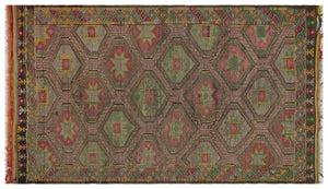 Geometric Over Dyed Kilim Rug 5'5'' x 9'2'' ft 166 x 280 cm