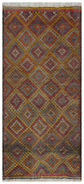 Geometric Over Dyed Kilim Rug 4'10'' x 11'2'' ft 148 x 340 cm
