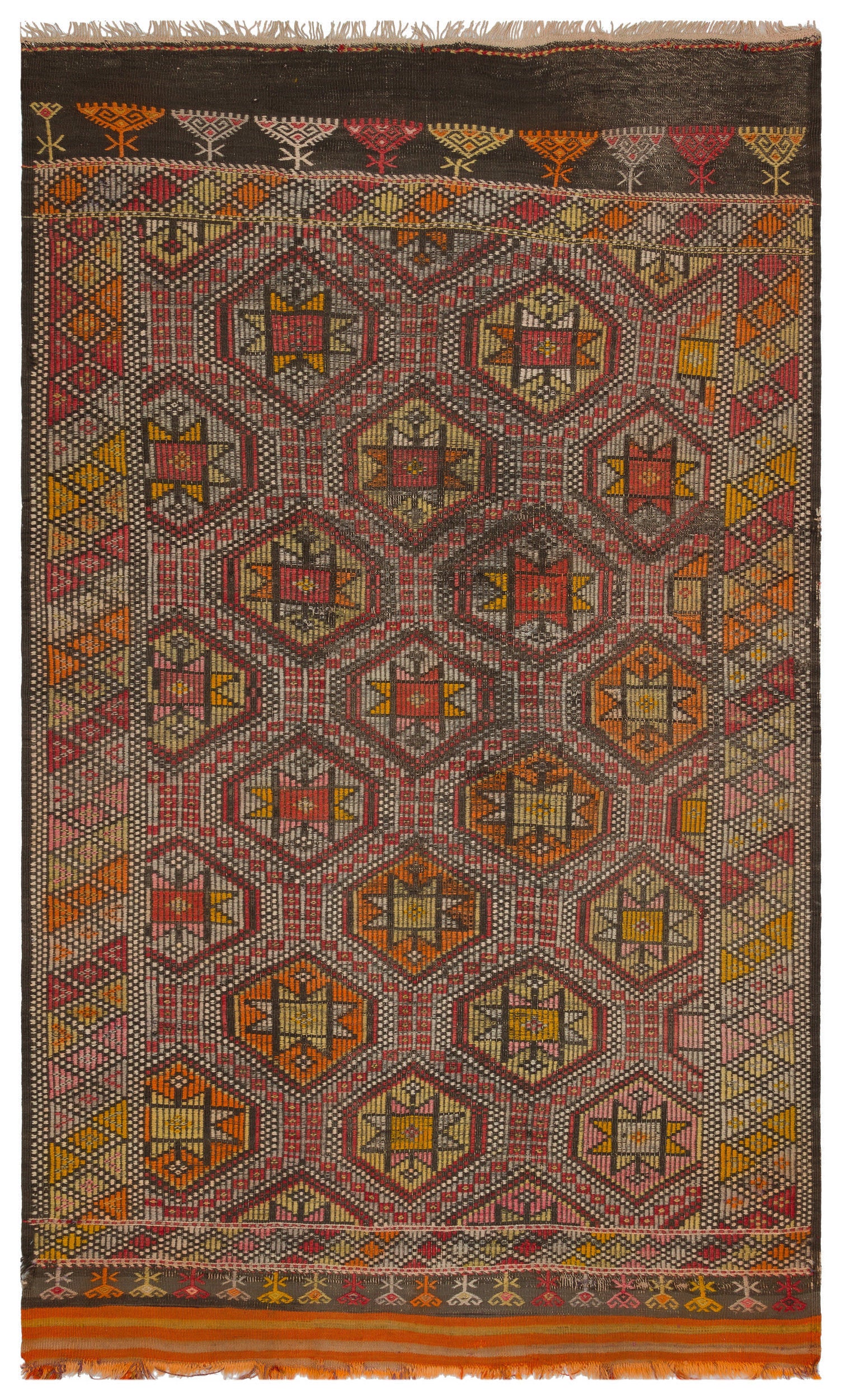 Geometric Over Dyed Kilim Rug 5'9'' x 9'8'' ft 176 x 294 cm
