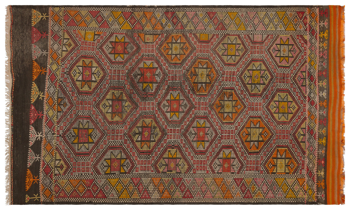 Geometric Over Dyed Kilim Rug 5&#39;9&#39;&#39; x 9&#39;8&#39;&#39; ft 176 x 294 cm