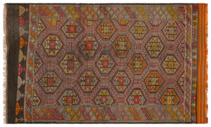Geometric Over Dyed Kilim Rug 5'9'' x 9'8'' ft 176 x 294 cm