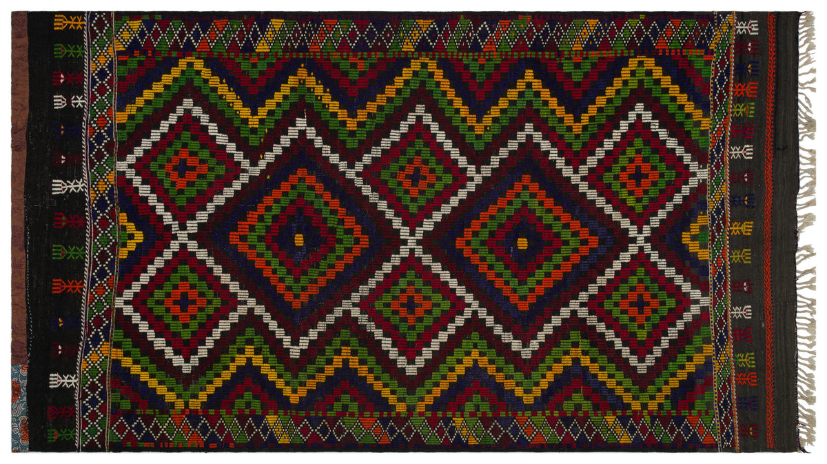 Geometric Over Dyed Kilim Rug 6&#39;1&#39;&#39; x 10&#39;7&#39;&#39; ft 185 x 323 cm