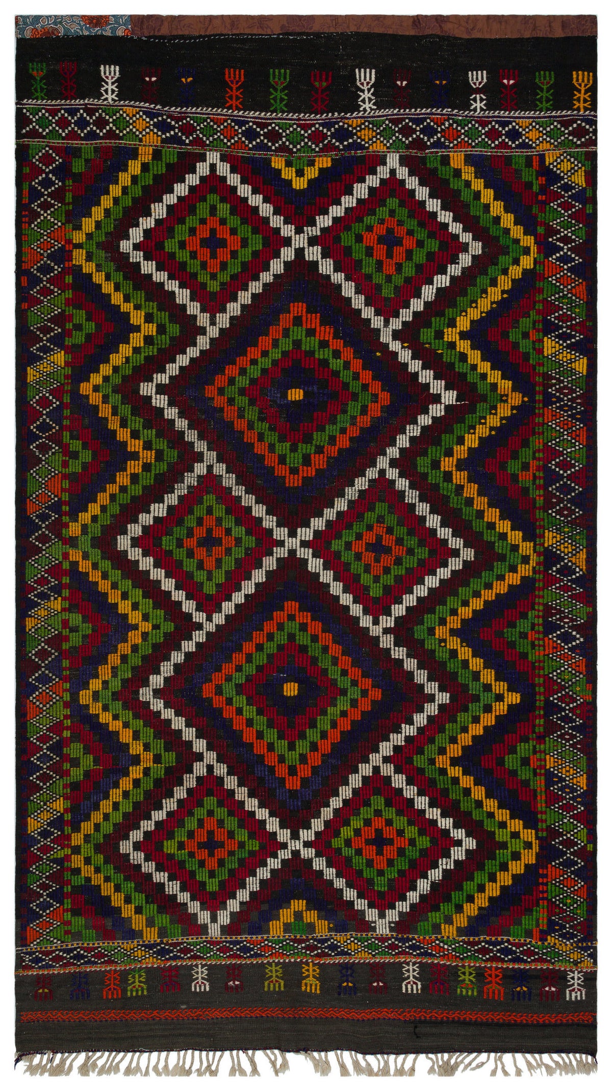 Geometric Over Dyed Kilim Rug 6&#39;1&#39;&#39; x 10&#39;7&#39;&#39; ft 185 x 323 cm
