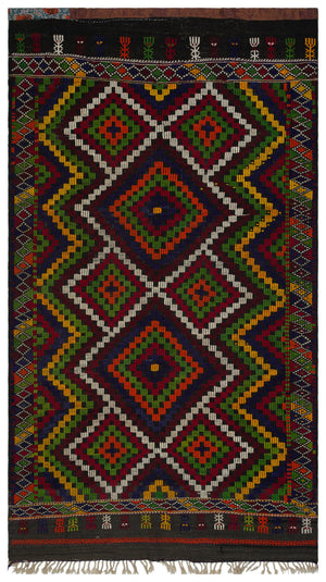 Geometric Over Dyed Kilim Rug 6'1'' x 10'7'' ft 185 x 323 cm