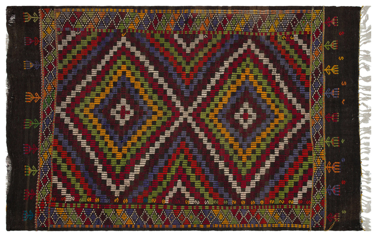 Geometric Over Dyed Kilim Rug 5&#39;9&#39;&#39; x 8&#39;11&#39;&#39; ft 174 x 273 cm