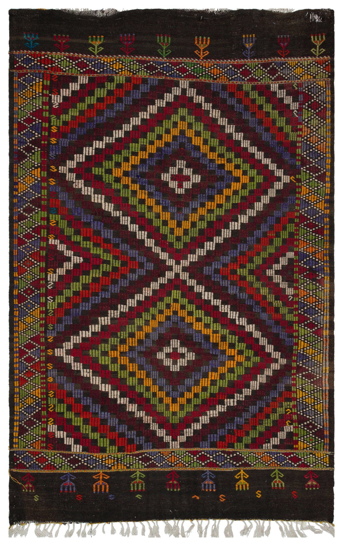 Geometric Over Dyed Kilim Rug 5&#39;9&#39;&#39; x 8&#39;11&#39;&#39; ft 174 x 273 cm