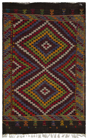 Geometric Over Dyed Kilim Rug 5'9'' x 8'11'' ft 174 x 273 cm