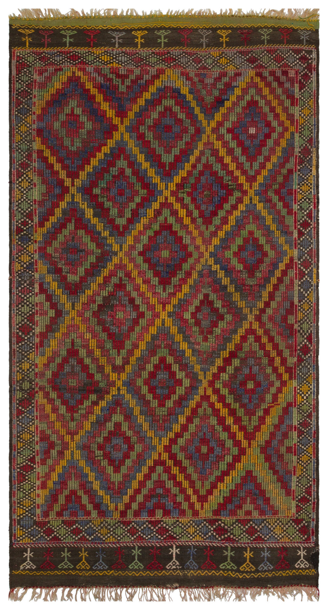Geometric Over Dyed Kilim Rug 5'5'' x 9'9'' ft 166 x 297 cm