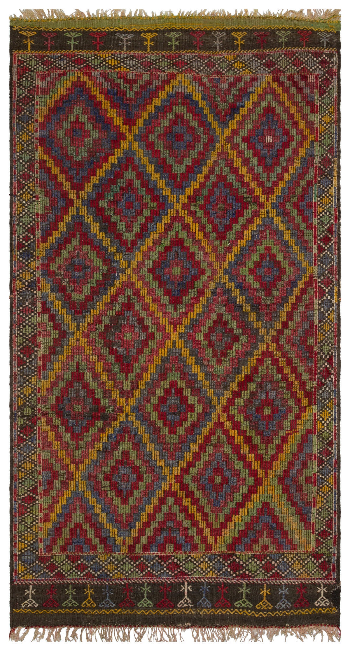 Geometric Over Dyed Kilim Rug 5&#39;5&#39;&#39; x 9&#39;9&#39;&#39; ft 166 x 297 cm