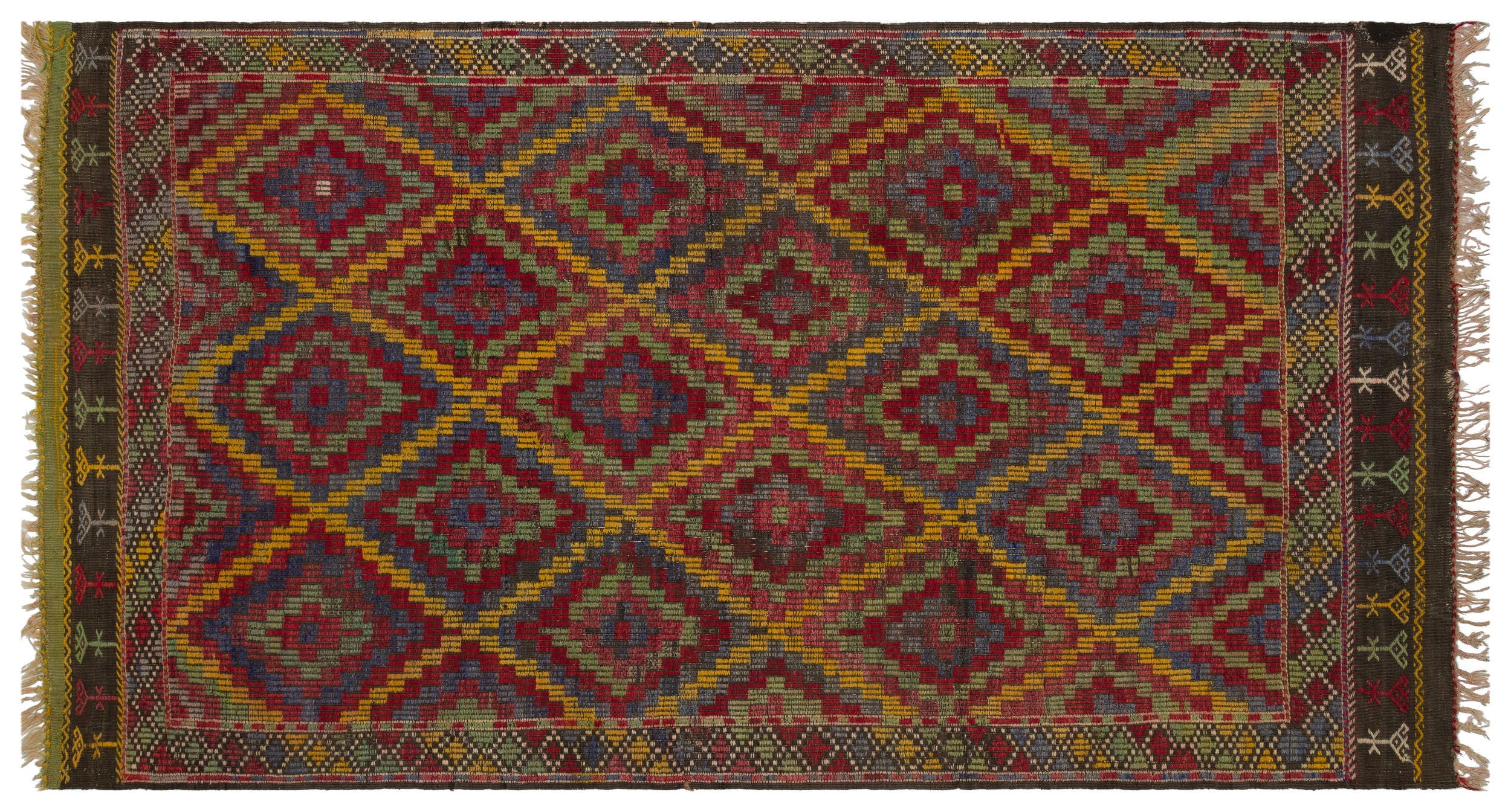 Geometric Over Dyed Kilim Rug 5'5'' x 9'9'' ft 166 x 297 cm
