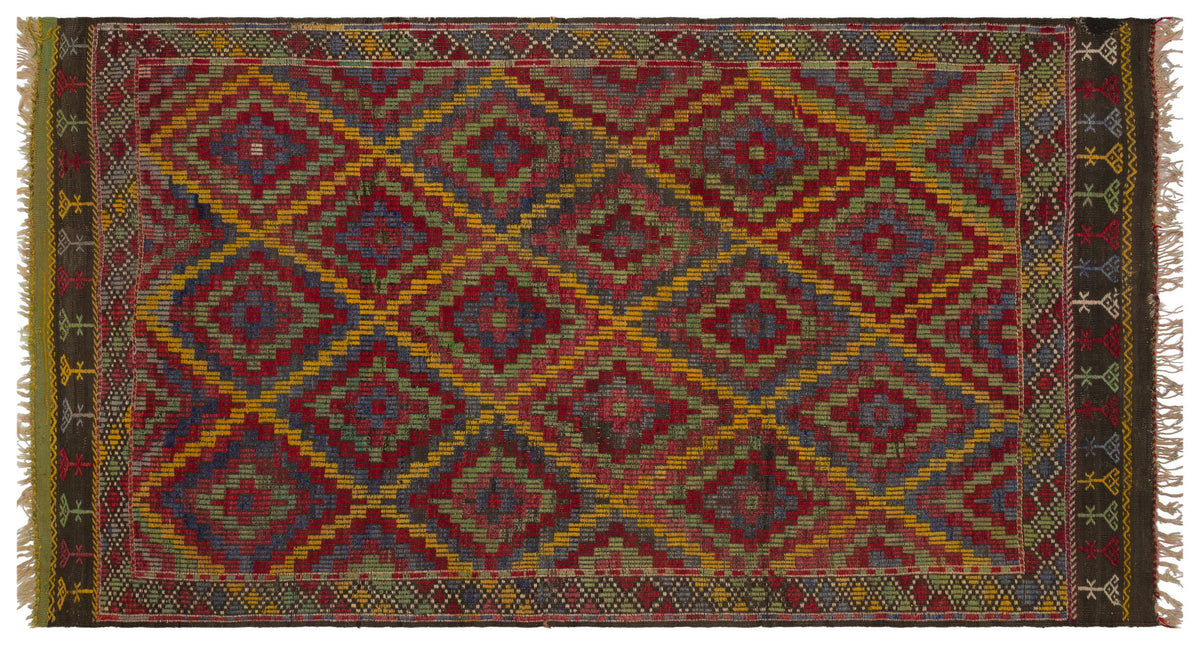 Geometric Over Dyed Kilim Rug 5&#39;5&#39;&#39; x 9&#39;9&#39;&#39; ft 166 x 297 cm