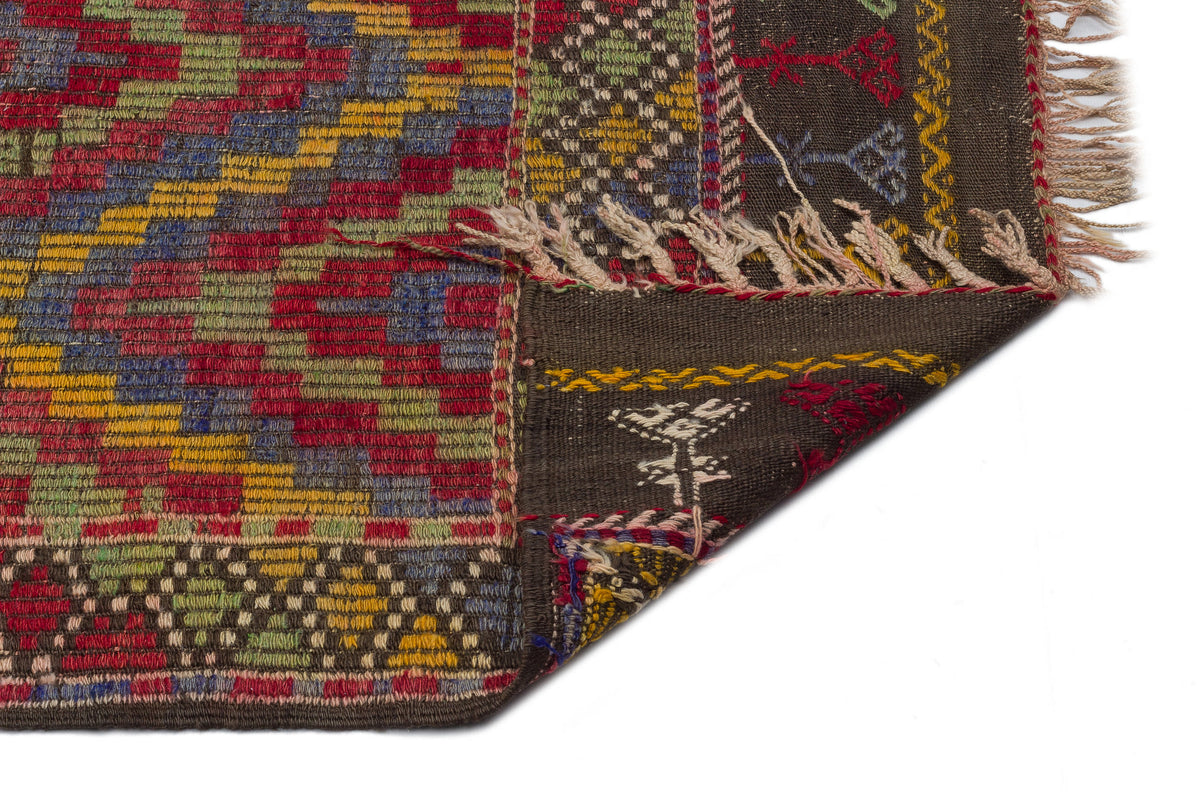 Geometric Over Dyed Kilim Rug 5&#39;5&#39;&#39; x 9&#39;9&#39;&#39; ft 166 x 297 cm