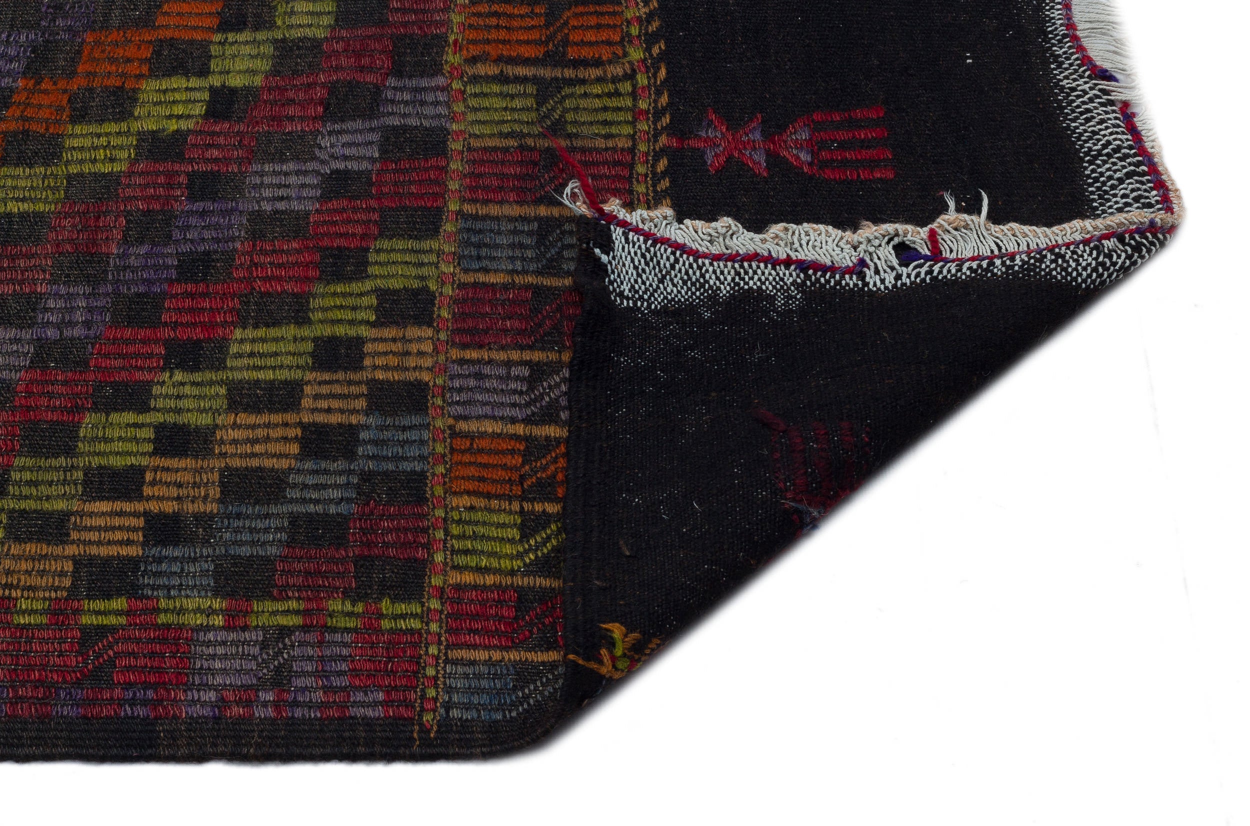 Geometric Over Dyed Kilim Rug 4'11'' x 10'8'' ft 150 x 324 cm