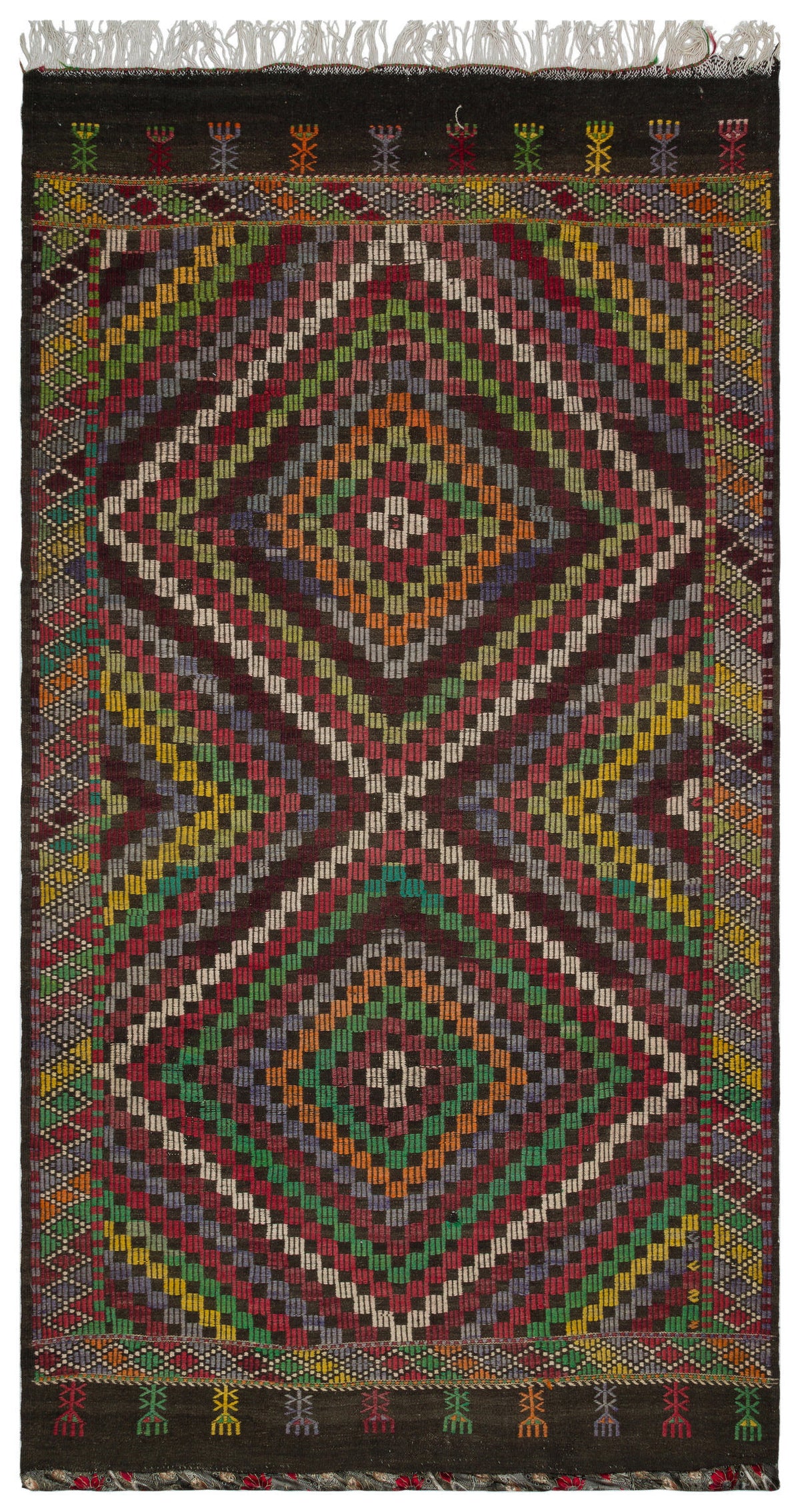 Geometric Over Dyed Kilim Rug 5&#39;9&#39;&#39; x 10&#39;5&#39;&#39; ft 175 x 317 cm