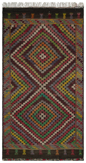 Geometric Over Dyed Kilim Rug 5'9'' x 10'5'' ft 175 x 317 cm