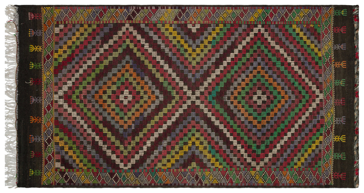 Geometric Over Dyed Kilim Rug 5&#39;9&#39;&#39; x 10&#39;5&#39;&#39; ft 175 x 317 cm