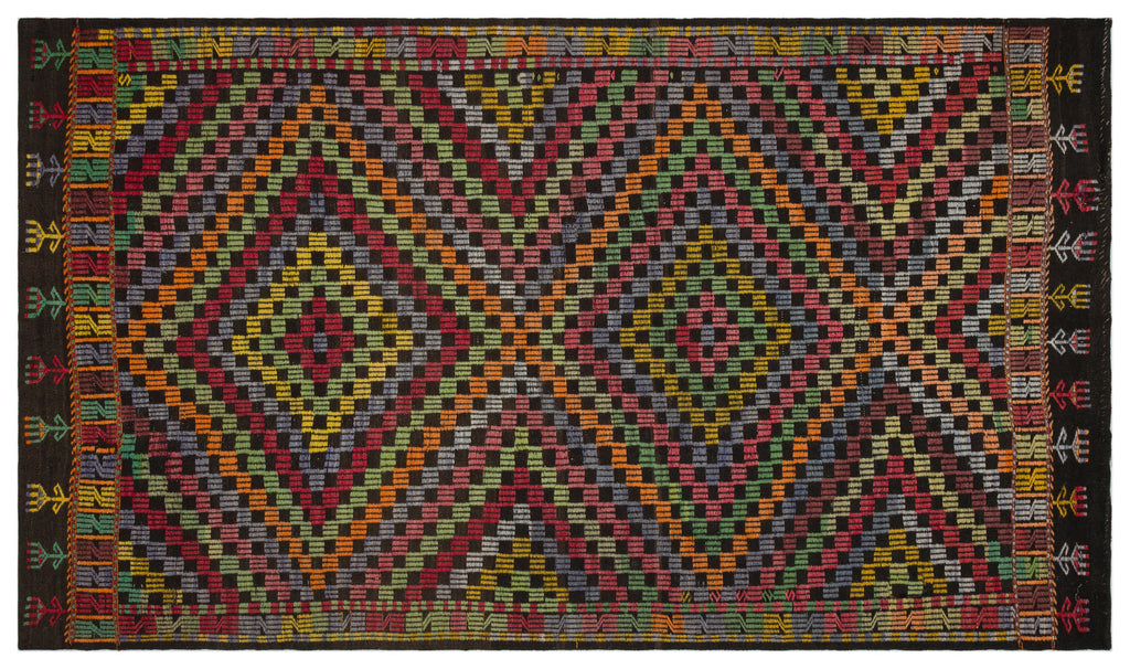 Geometric Over Dyed Kilim Rug 5'3'' x 9'1'' ft 161 x 276 cm