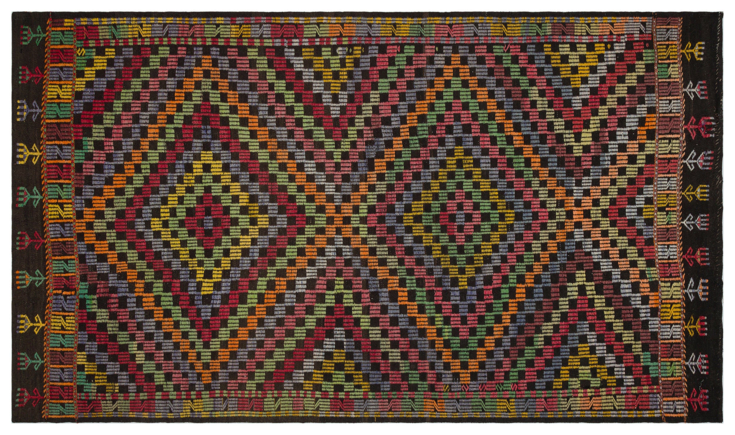 Geometric Over Dyed Kilim Rug 5'3'' x 9'1'' ft 161 x 276 cm